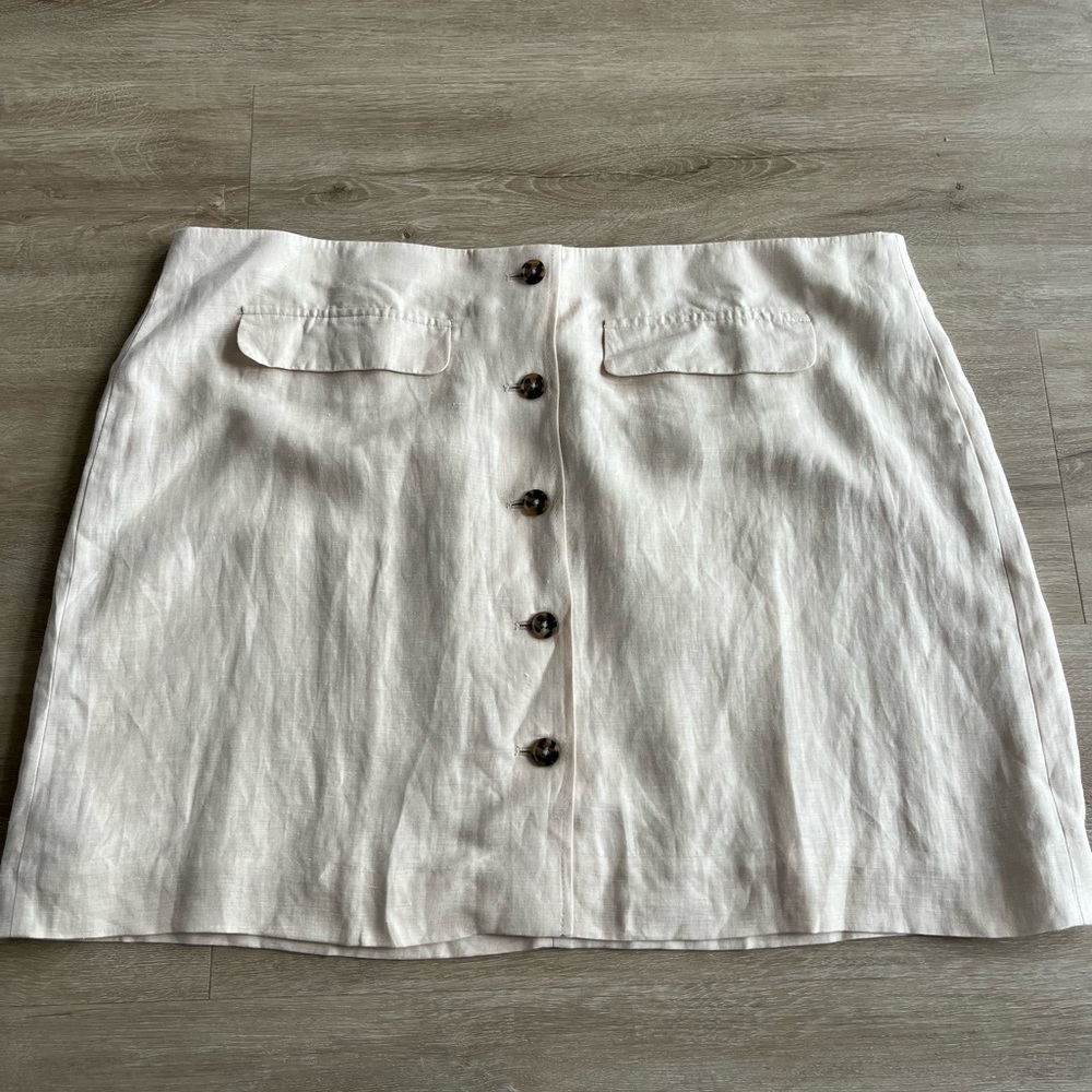 J. Crew Cream Linen Blend Button Down Skirt SZ 22